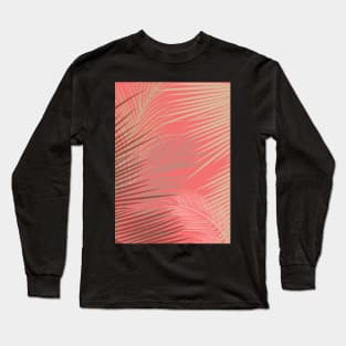 Palms Shadow on Living Coral Long Sleeve T-Shirt